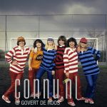 14-02-1980 Dolly dots, Ria Brieffies, Angela Groothuizen, Anita Heilker, Angéla Kramers, Esther Oosterbeek and Patty Zomer at foodball field in Amsterdam. Photo Govert de Roos/Connu